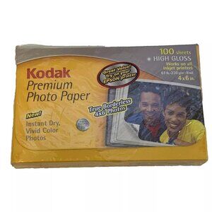 Kodak Premium Photo Paper - 100 Sheets - High Gloss - Inkjet - 4" x 6" - 156 526